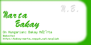 marta bakay business card